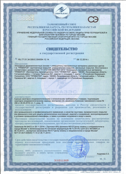 Свидетельство ГР